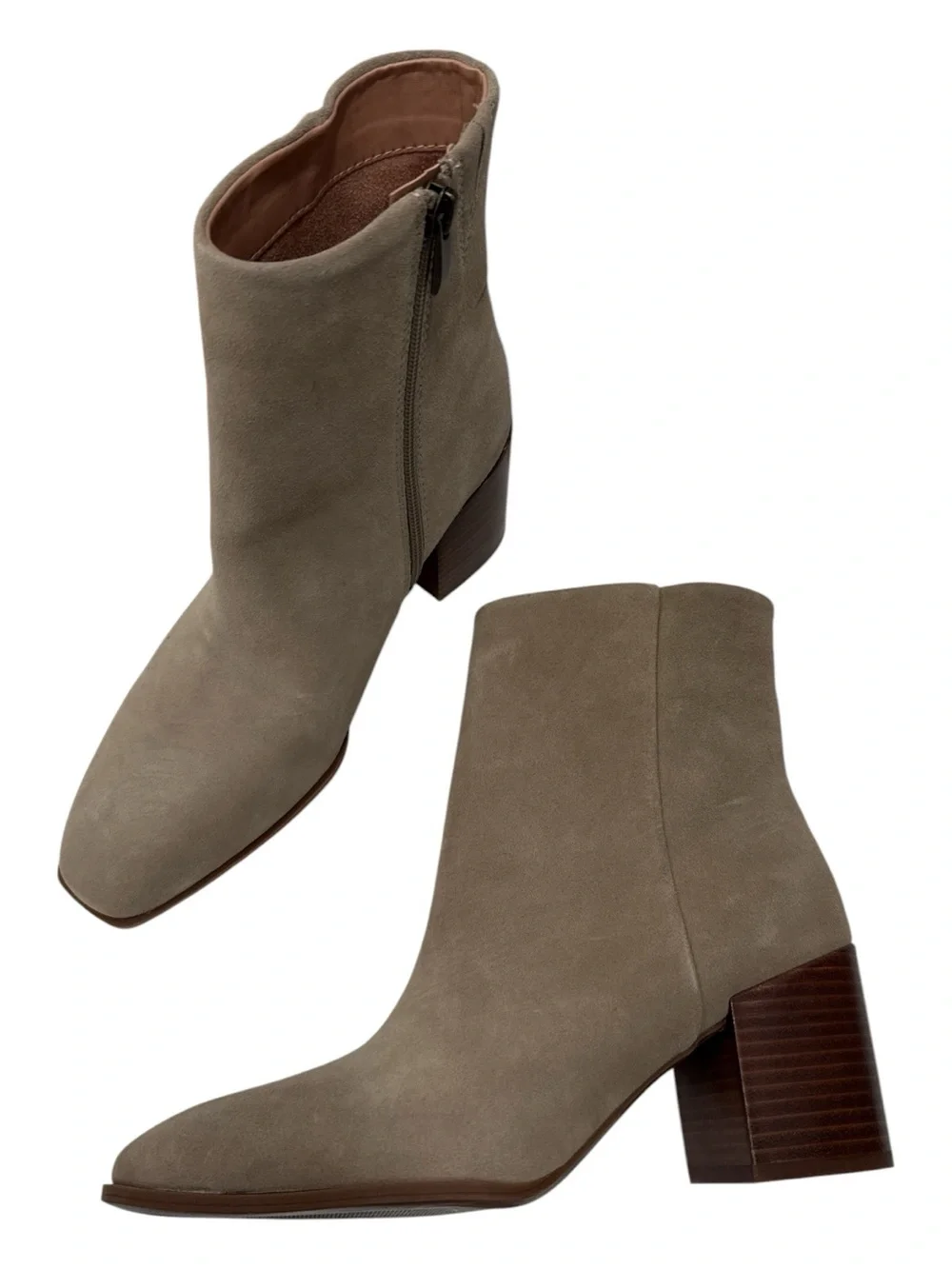 Nordstrom Novanna Sued Ankle Booties in Taupe - Women's Block Heel Size 8 M